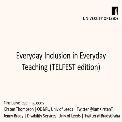 Everyday Inclusion in Everyday Teaching (TELFest edition)