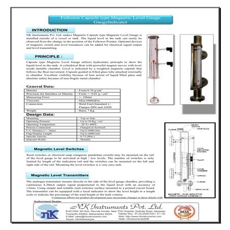 Follower Capsule Magnetic Level Gauge Top Mounted type