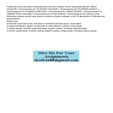 Following is the pea plant characteristics and the location .pdf