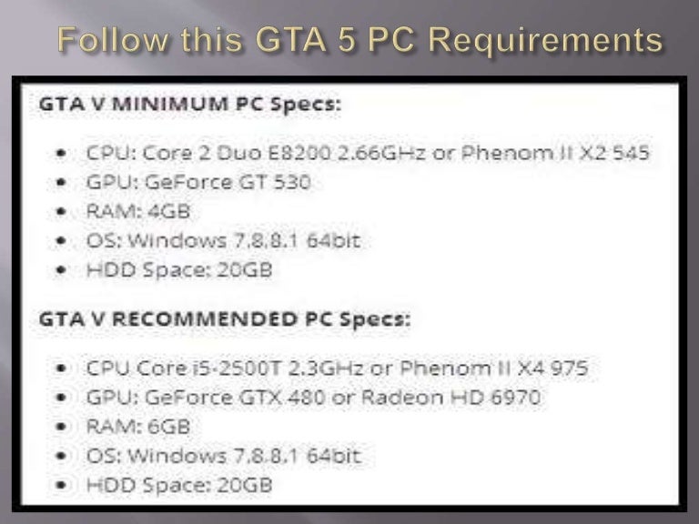 pc configuration for gta 5 Gta 5 minimum requirements | gta v: minimum and recommended system.