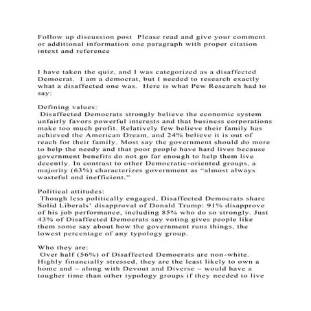 Follow up discussion post  Please read and give your comment or addi.docx