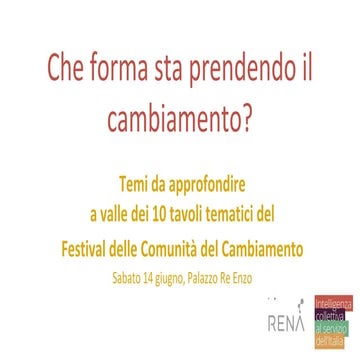 Che forma sta prendendo il cambiamento? Report di quanto emerso ai tavoli del...
