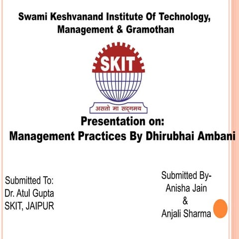 management practices of dhirubhai ambani