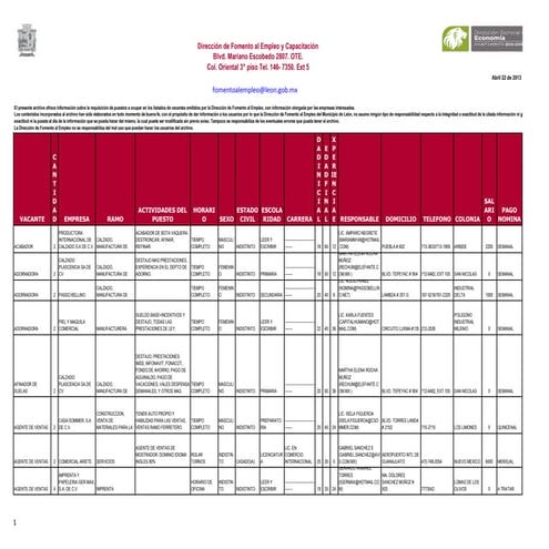 Fomento al empleo 2013