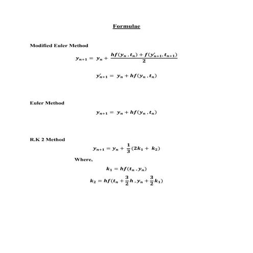 Fomulae numerical computing 