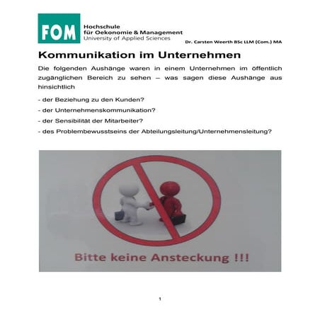 FOM Kommunikation im Unternehmen - Unternehmenskultur und öffentliche Botscha...