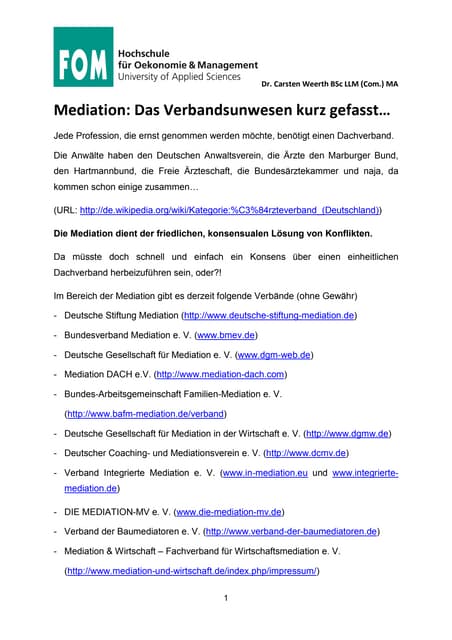 FOM Mediation & Kommunikation: Vom ...