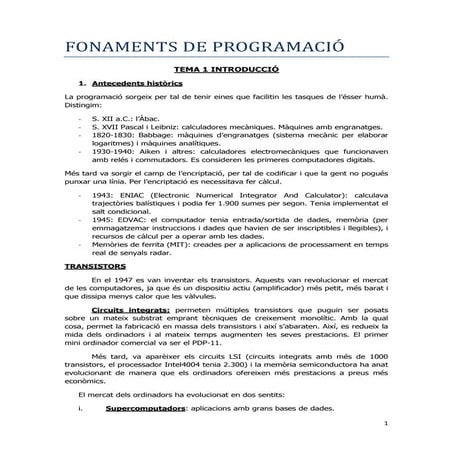 Fonaments de programació; intro