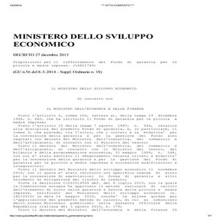 Fondo di garanzia - Decreto MiSE 27...
