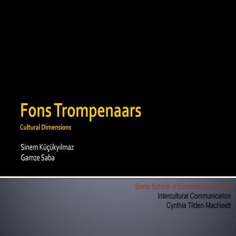 Fons trompenaars Cultural Dimensions