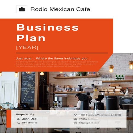 Food Cafe Business Plan Example  