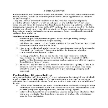 Food additives | PDF