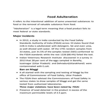 Food adulteration 