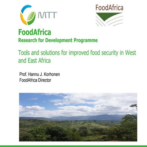 Food and Nutrition Security in Africa, Tools and solutions for improved food ...