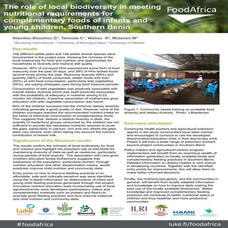 FoodAfrica seminar poster: Biodiversity and nutritional requirements