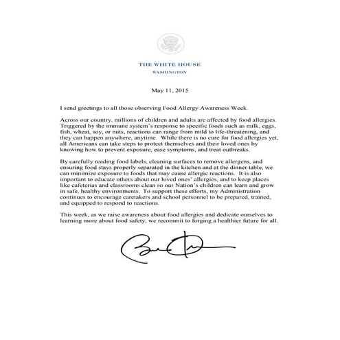 Food allergyawareness week message