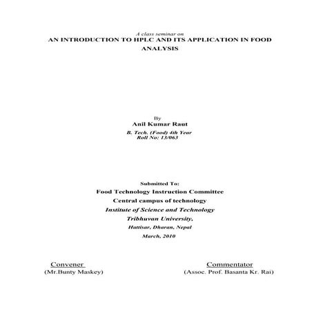 Food analysis using hplc-a class seminar