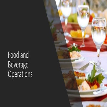 Food and bevarage department in the Hotel Industry
