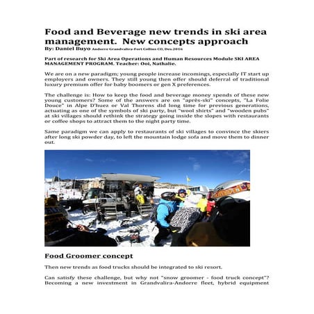 Food and beverage new trends in ski area management