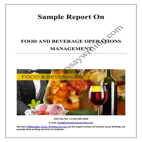 Sample Report on Food and Beverage Operations Management 