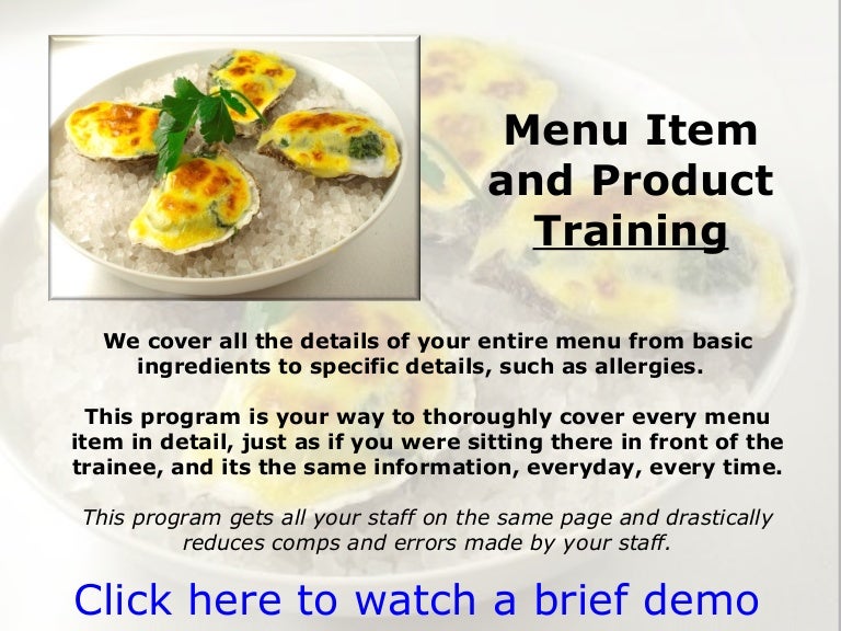 Food And Beverage Training Program Demos
