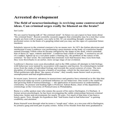 Food and criminal brains