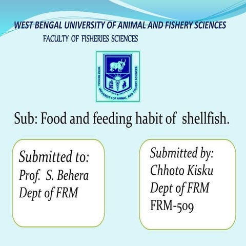 Food and feeding habit of shellfishes