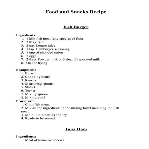 Food and snacks recipe 