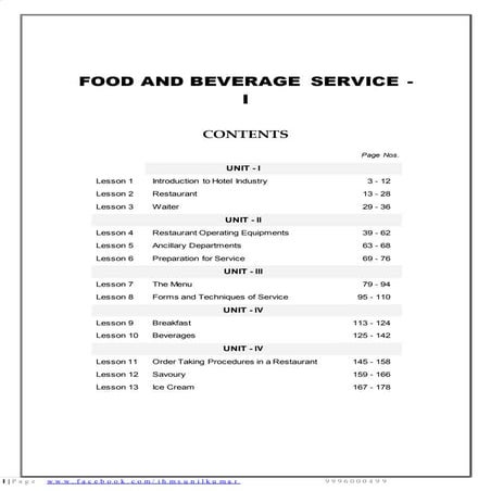 Food  Beverage Service Basic notes