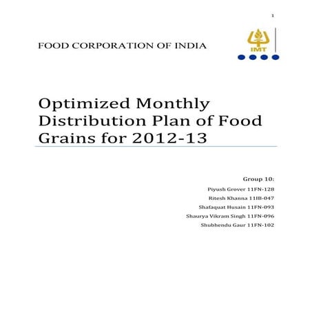Food Grain(Supply Demand) Optimization