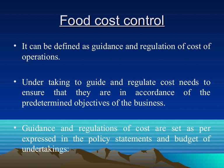 Food cost control