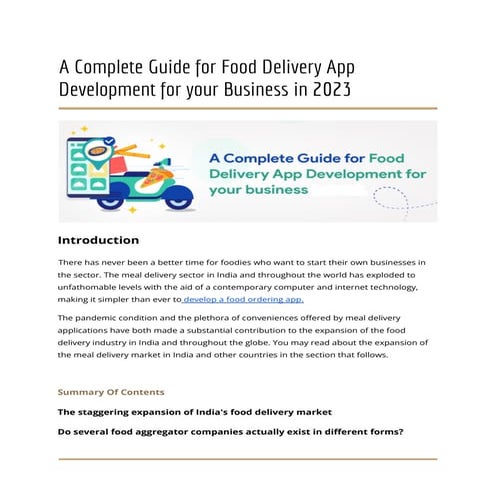 A Complete Guide for Food Delivery App Development for your Business in 2023