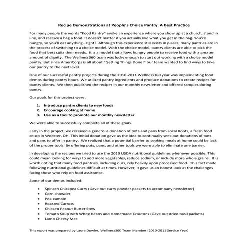 Food Demonstration Report