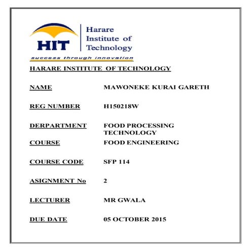Food engineering assignment