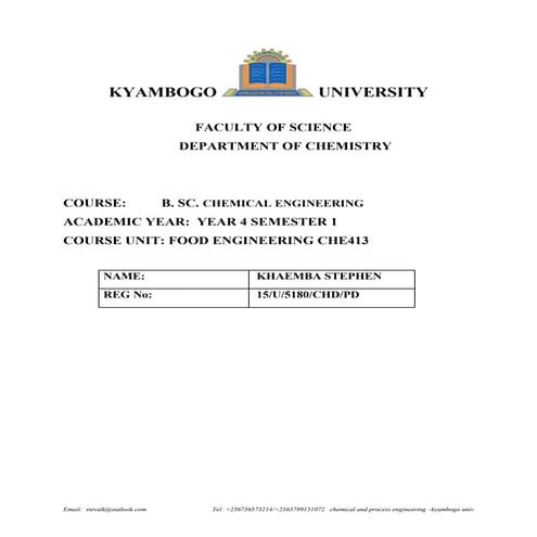 Food engineering kyambogo university faculty of science
