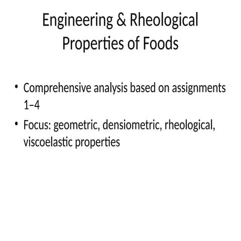 Rheological properties of food Materials | PDF