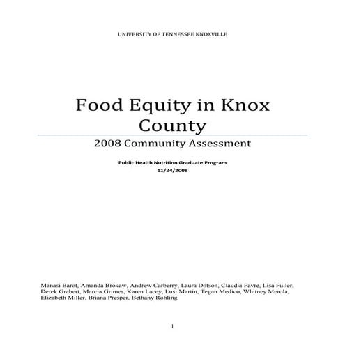 Food Equity Assessment Full Fall 08