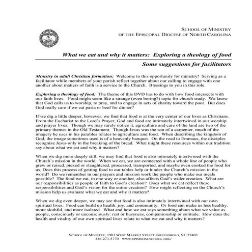 What We Eat And Why It Matters: Exploring A Theology Of Food  