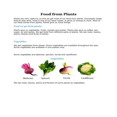 Food from plants