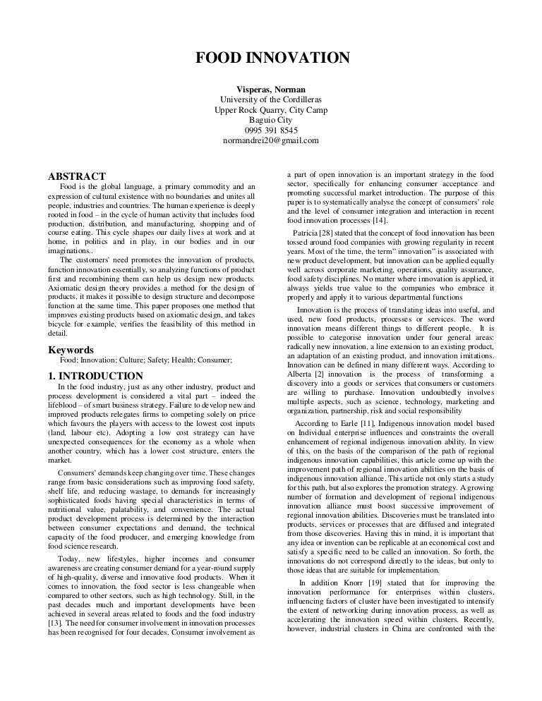 Food innovation research pdf