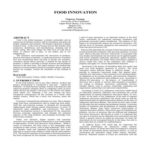 Food innovation research pdf