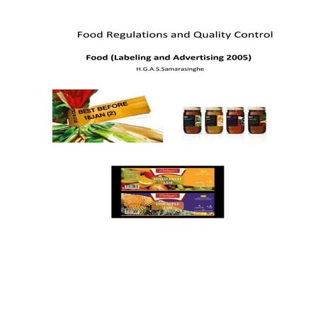 Food labelling and advertising regulations sri lanka