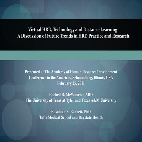 Virtual HRD, Technology & Distance Learning