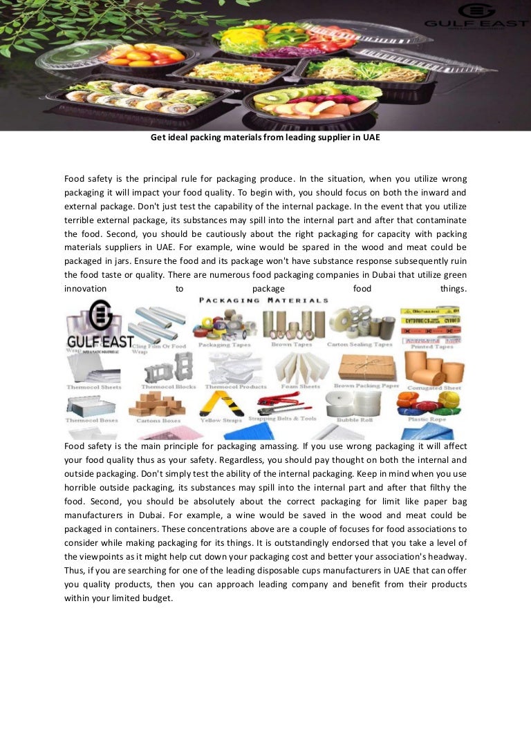 Food packaging companies in dubai