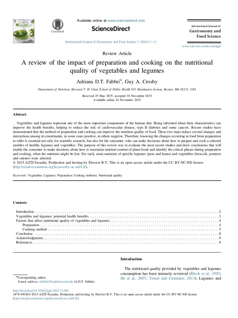 Food preparation affects on nutritional quality