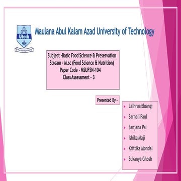 Basic Principle and technique of food preservation