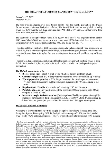 Food crisis essay