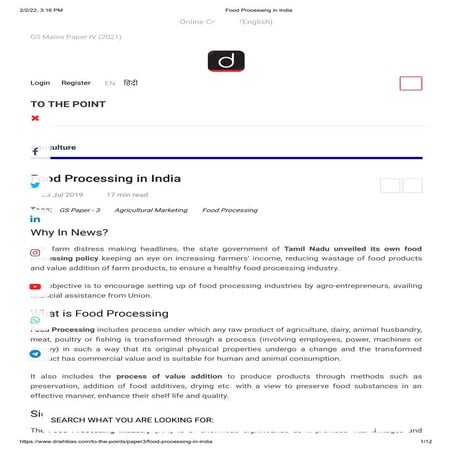 Food processing in india | PDF