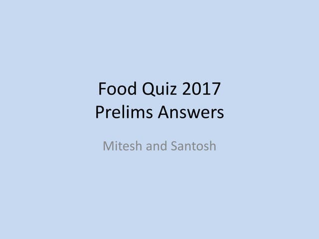 KQA Food Quiz 2017 Prelims