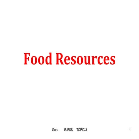 IB ESS Topic 3 Food resources new & Water Budget